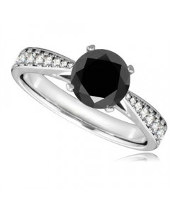 0.50ct VS/FG Black Diamond Shoulder Set Engagement Ring