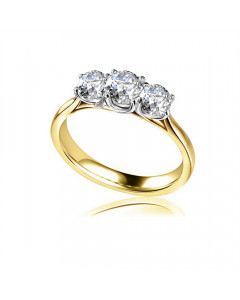 1.02ct SI2/E Round Trilogy Ring in 18K Yellow/White Gold