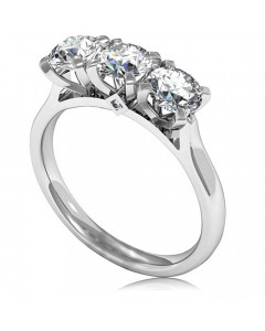 0.75ct SI/FG Round Trilogy Ring in 18K White Gold