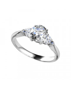 0.60ct SI2/G Round/Pear Trilogy Ring in 18K White Gold