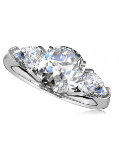 0.50CT  SI2/G ROUND & PEAR DIAMOND TRILOGY RING