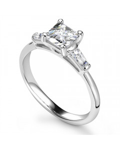GIA CERTIFIED 1.20CT SI2/E Princess & Baguette Diamond Trilogy Ring