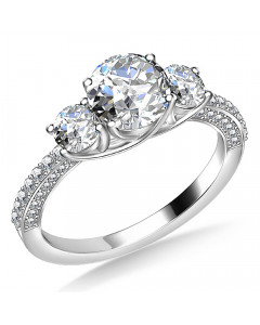 0.90 SI1/E Round Diamond Trilogy Engagement Ring