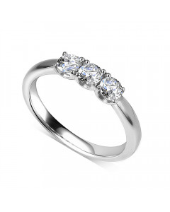 0.75ct VVS2/E Traditional Round Diamond Trilogy Ring