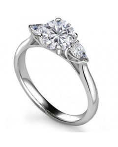 0.75ct SI2/F Elegant Round & Pear Diamond Trilogy Ring