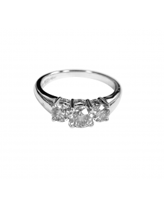 0.98ct VVS/H Round 3 Stone Diamond Ring