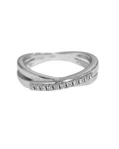 0.08ct VS/EF Designer Crossover Round Cut Diamond Wedding Ring