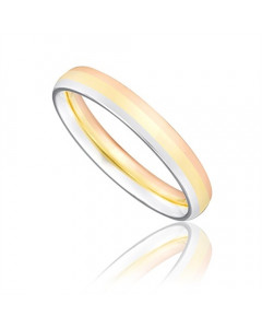 3mm Tri Tone Court Shape Wedding Ring