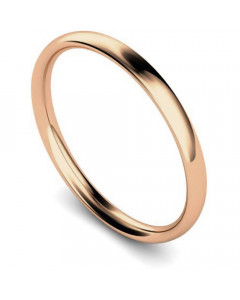 2mm Court Shape Wedding Ring, 18ct Rose Gold, Size O