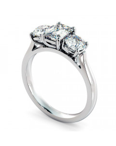 FCRXTR429 Emerald & Round 3 Stone Diamond Ring